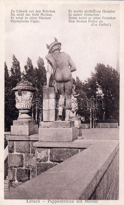 Lübeck, Puppenbrücke, Merkur / bridge, statue