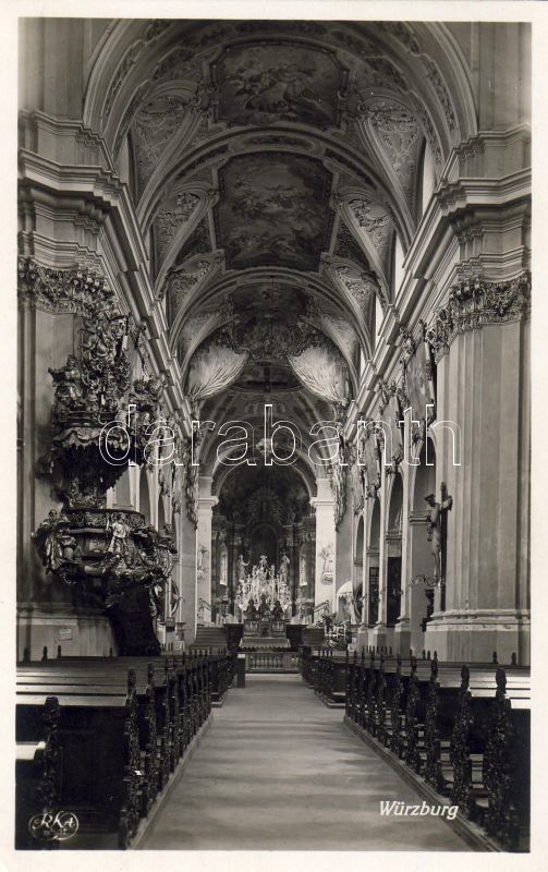 Würzburg, Neumünster, Mittelschiff / cathedral, nave, interior