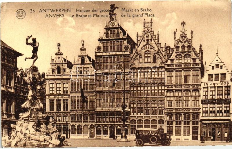 Antwerp, Anvers; Brabo, Grand square, automobile