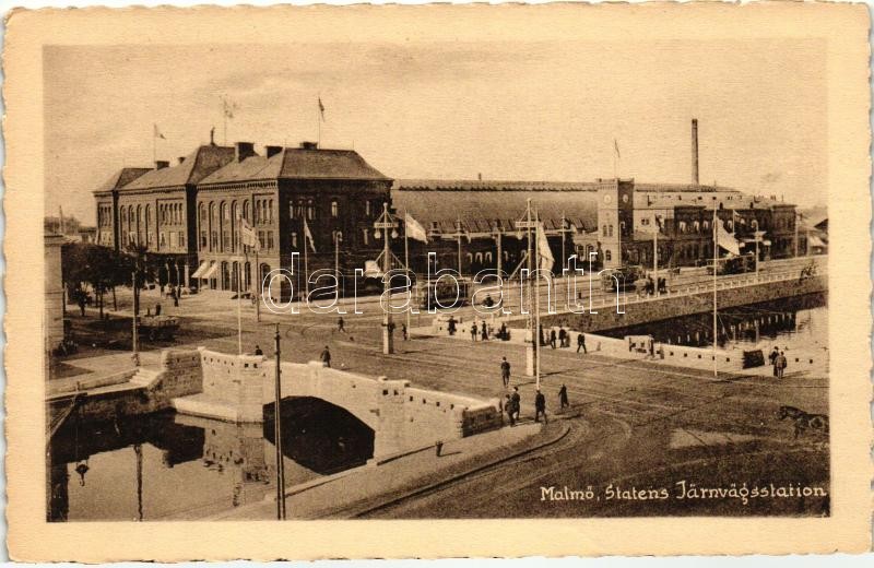 Malmö, Statens Järnvägstation / railway station, trams