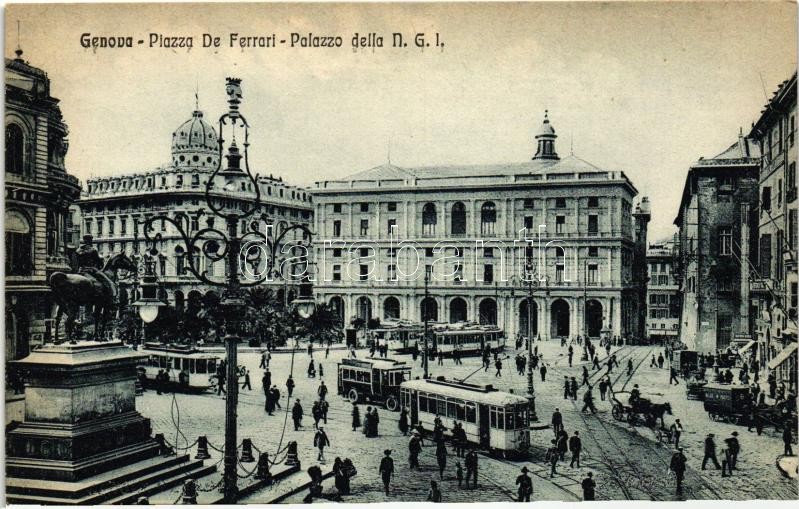 Genova, Piazza de Ferrari, Palazzo della NGI / square, palace, trams