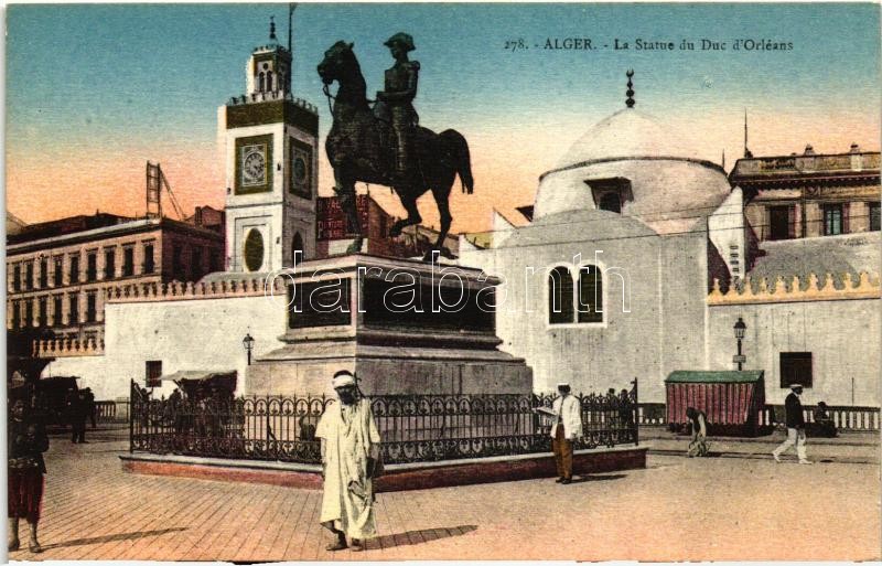 Algiers, Alger; statue of Dutch of Orleans