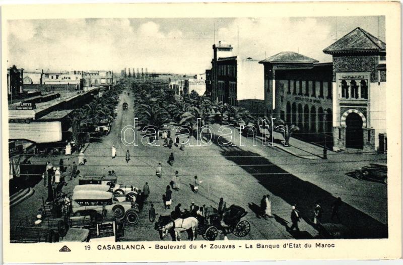 Casablanca, Boulevard du 4e Zouaves, Bank, automobiles