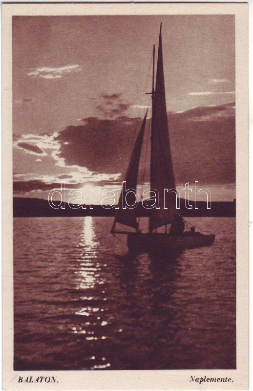 Balaton, vitorlás hajó, naplemente