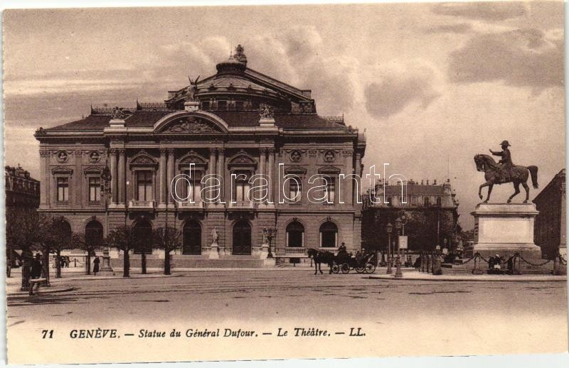 Geneva, statue of General Dufour, theatre