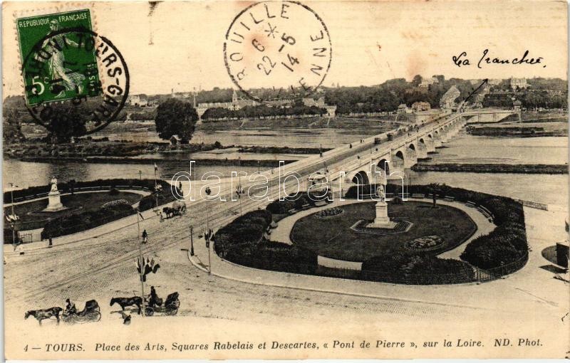 Tours, Rabelais and Descartes square, Pierre bridge