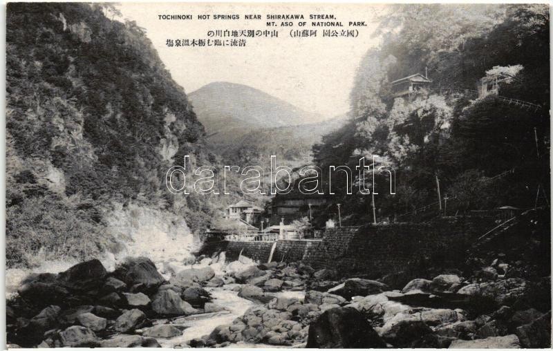 Mount Aso, National Park, Tochinoki hot springs near Shirakawa stream, Aszo hegy, Nemzeti Park, Tocsinoki melegforrás a Sirakava patak közelében