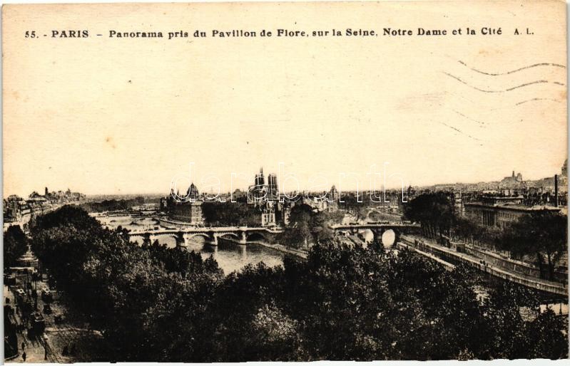 Paris, view of the Seine, Notre Dame and the city, Párizs, kilátás a Szajnára, a Notre Dame-ra és a városra