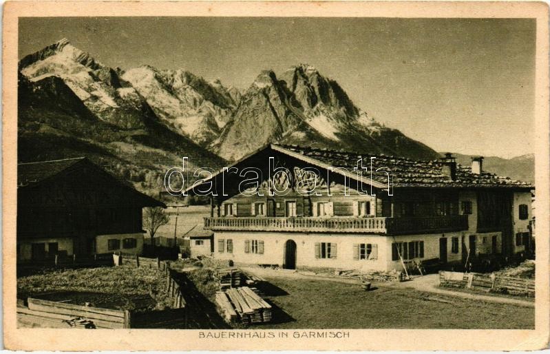 Bauernhaus in Garmisch, Kunstanstalt Rud. Rudolphi No. 1125, Homestead in Garmisch, Kunstanstalt Rud. Rudolphi No. 1125
