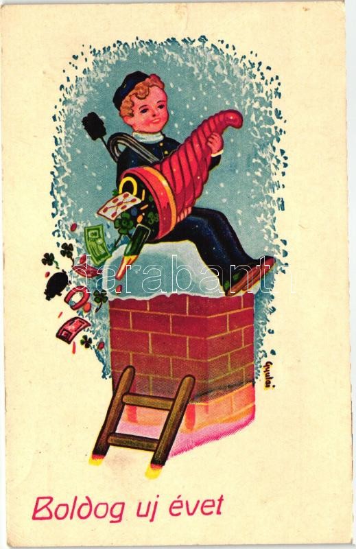 New Year, chimney sweeper s: Gyulai, Újév, kéményseprő s: Gyulai