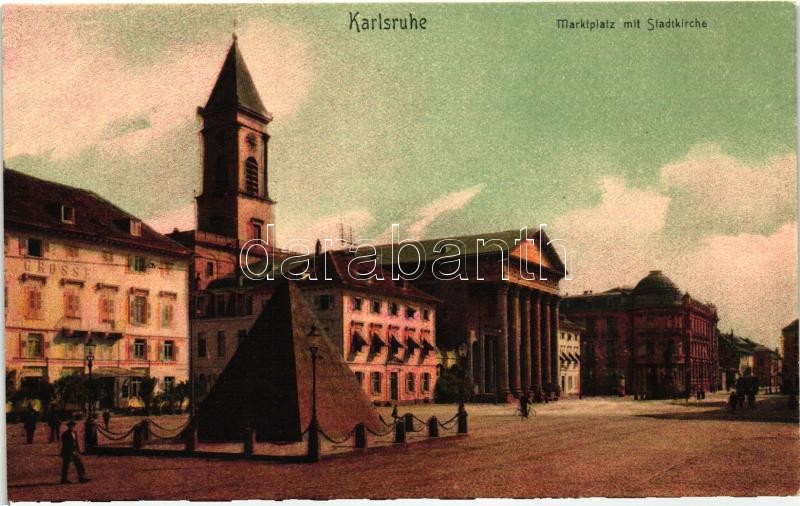 Karlsruhe, Marktplatz, Stadtkirche / market square, church