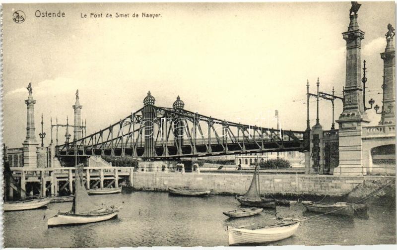 Ostend, Ostende; Pont de Smet de Naeyer / bridge, boats