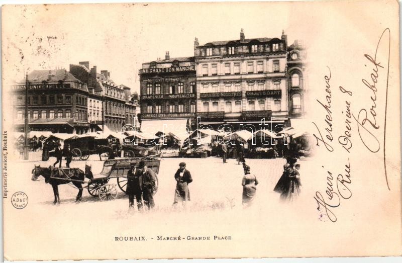 Roubaix, Marche, Grande Place / market square, shop of M. Fevrier