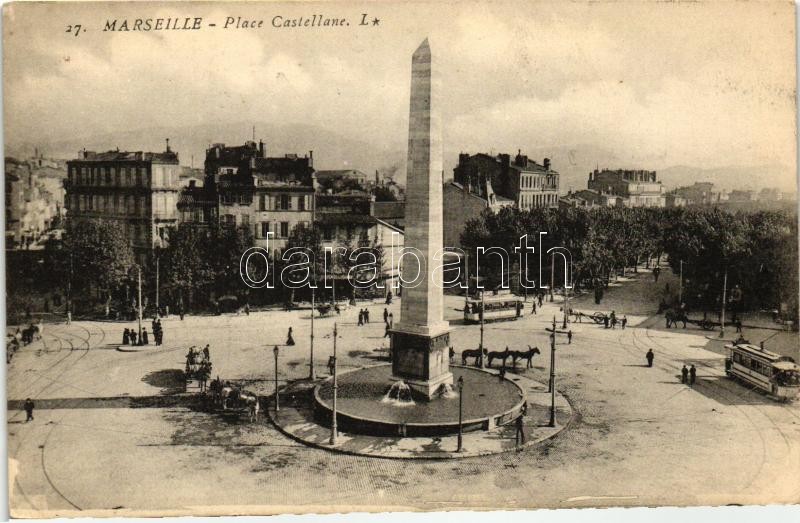 Marseille, Place Castellane / square, trams