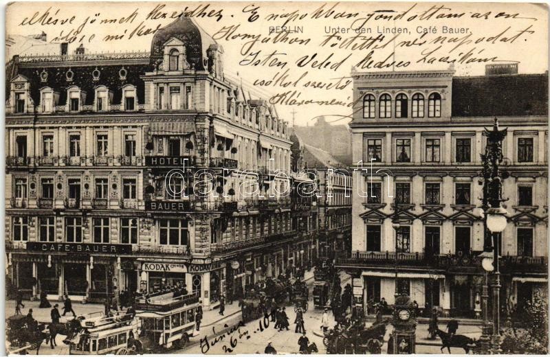 Berlin, Unter den Linden, Cafe Bauer, trams, Kodak