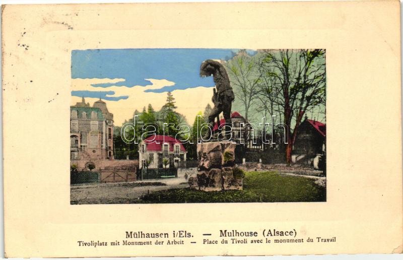 Mulhouse, Mülhausen i/Els.; Place du Tivoli, Monument u Travail / square, statue