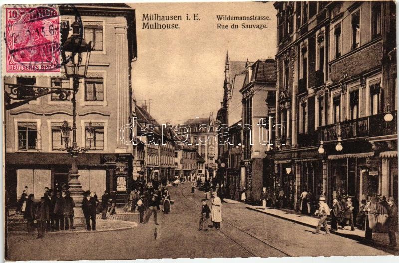 Mulhouse, Mülhausen i/Els.; Rue du Sauvage / street, shops