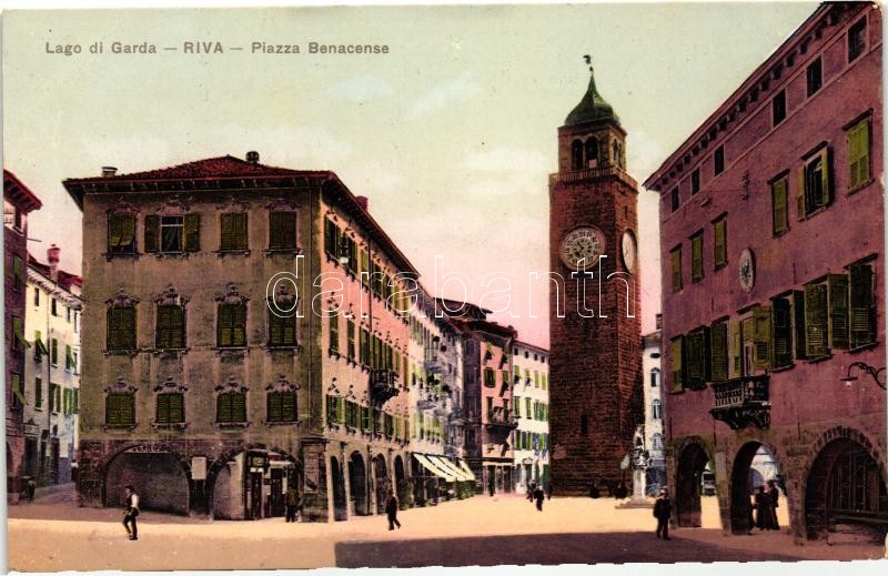 Riva di Garda, Lago di Garda, Piazza Benacense / square, clock tower