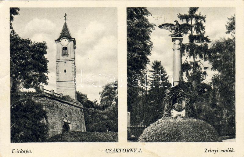 Cakovec, castle gate, monument, Csáktornya, Várkapu, Zrínyi emlék