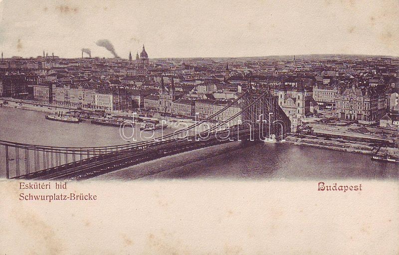 Budapest, Erzsébet híd (Eskü téri híd) gőzhajó