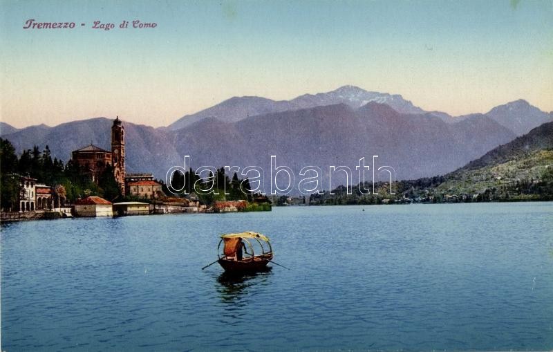 Tremezzo, Lago di Como / view of the town with rowboat