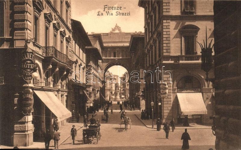 Firenze, Florence; La Via Strozzi, Hotel Helvetia, Pasticceria