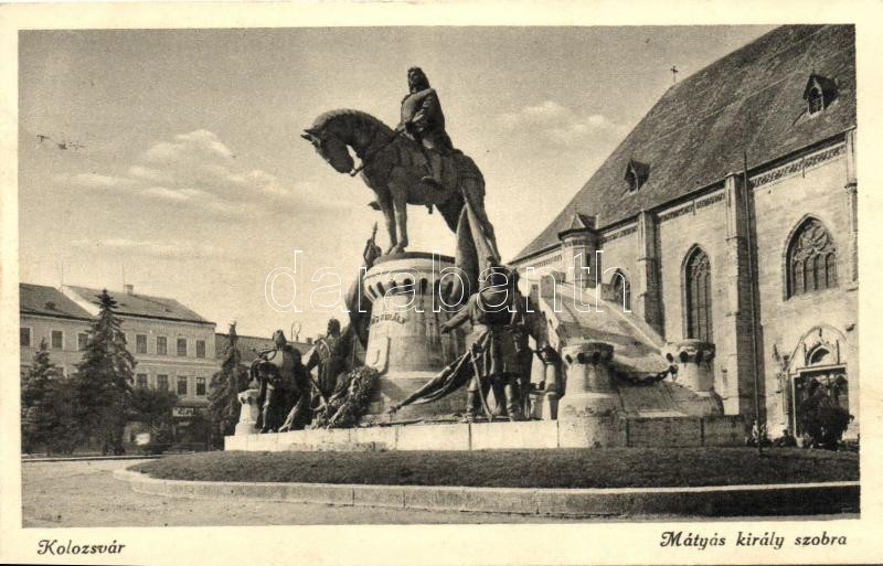 Kolozsvár, Mátyás király szobor, Cluj, statue