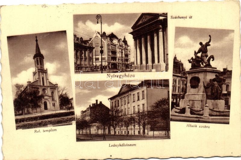 Nyíregyháza, Református templom, Széchenyi út, Hősök szobra, Leánykálvineum