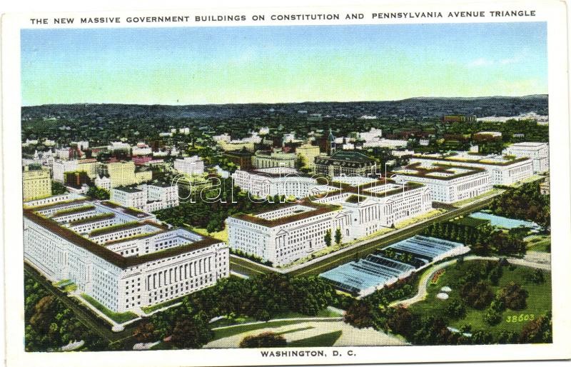 Washington D.C., The new massive government buildings on constitution and Pennsylvania avenue triangle