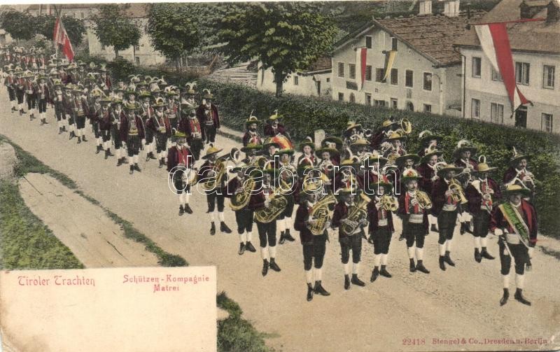 Tiroler Trachten, Schützen-Kompagnie Matrei / Tyrolean folklore, guard music band, Matrei