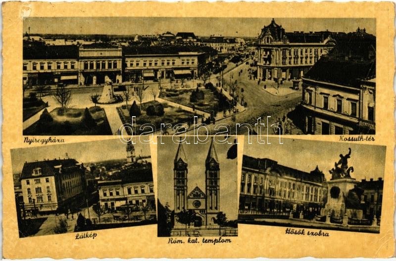 Nyíregyháza, Római katolikus templom, Hősök szobra, Kossuth tér