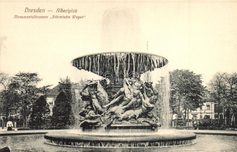 Dresden, Albertplatz, Monumentalbrunnen Stürmische Wogen / square, fountain