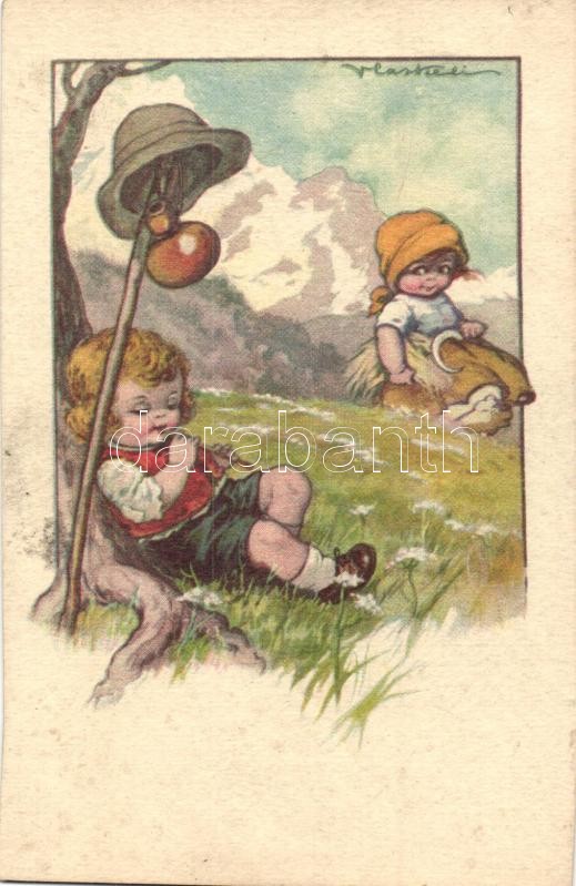 Italian art postcard, children s: V. Castelli, Olasz művészlap, gyerekek s: V. Castelli