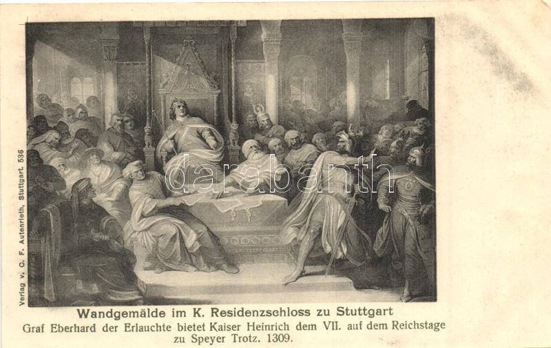 Stuttgart, Kgl. Residenzschloss, Wandgemalde / palace, interior, fresco