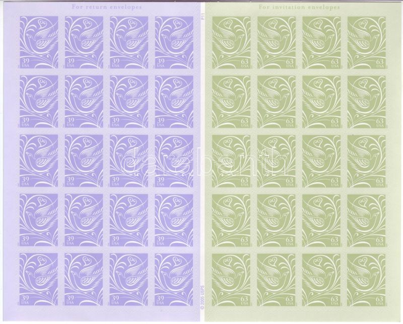 Esküvői bélyegek, ív, Stamps for wedding, mini sheet, Grußmarken zur Hochzeit, Kleinbogen