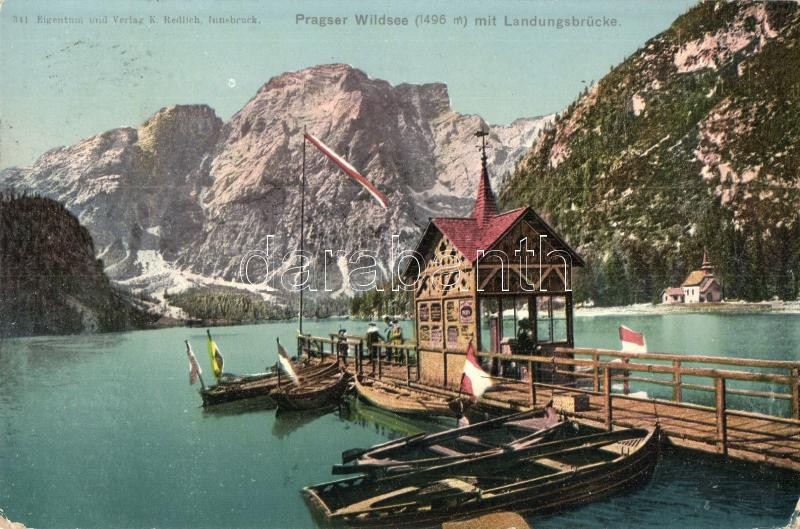 Pragser Wildsee, Lago di Braies; Landungsbrücke / lake, landing stage
