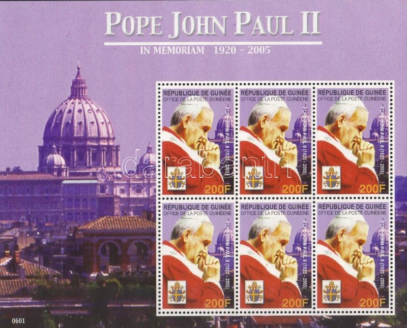 In memoriam pope John Paul II mini sheet, II. János Pál pápa emlékére kisív, In memoriam Papst Johannes Paul II. Kleinbogen