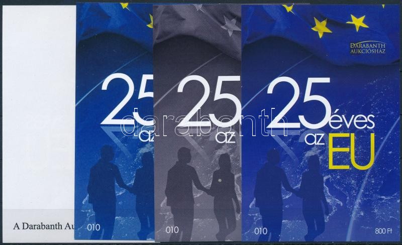 25 éves az EU 4 db-os emlékív garnitúra azonos sorszámmal, EU sheet set (4 pcs) with same serial number