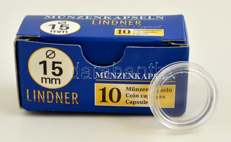 Lindner coin capsules 15mm - Pack of 10, Lindner érmekapszula 15mm - 10 darabos 2250015P, Lindner Münzenkapseln 15mm - 10-er Pack