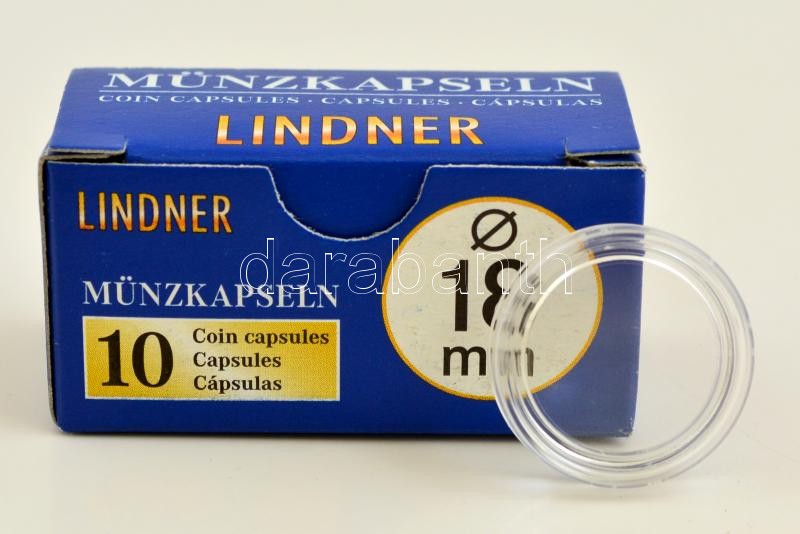 Lindner coin capsules 18mm - Pack of 10, Lindner érmekapszula 18mm - 10 darabos 2250018P, Lindner Münzenkapseln 18mm - 10-er Pack