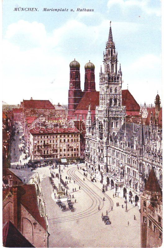 München, Marienplatz, Rathaus, Frauenkirche / square, town hall, church, automobiles