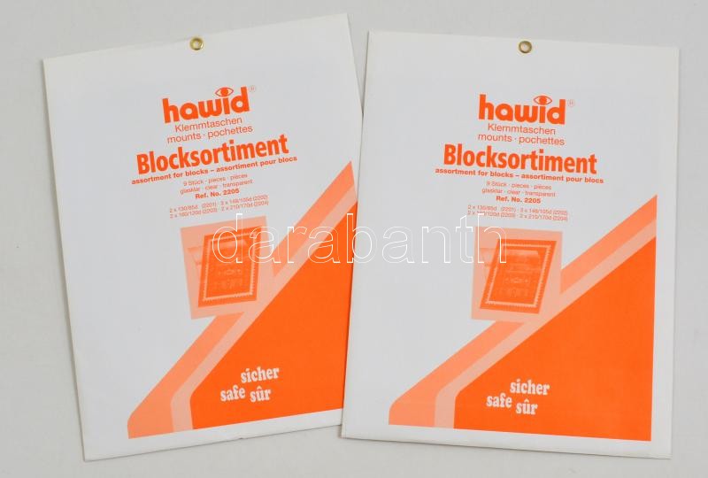 hawid Block sizes sorted, crystal clear, - pack of 9, hawid 2205 víztiszta filatasak, hawid Klemmtaschen Blockstreifen sortiert, glasklar, 9 Stück