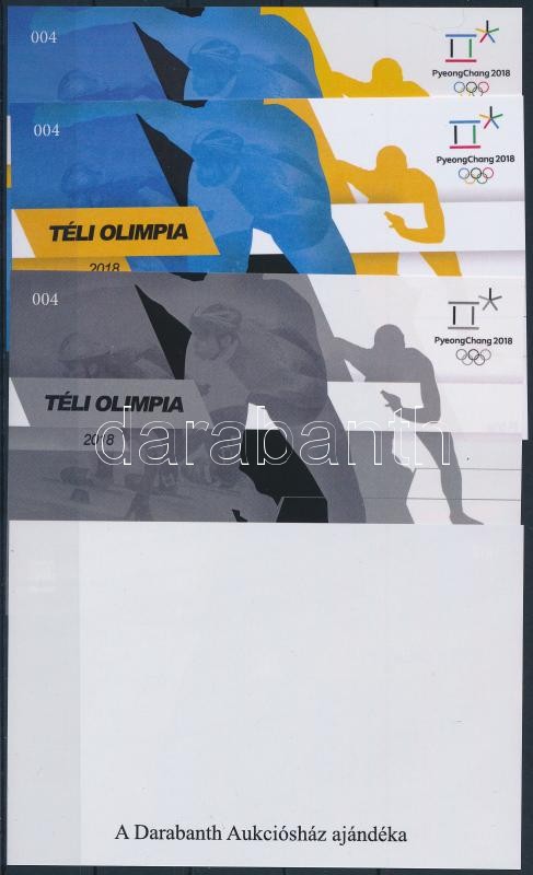 Téli Olimpia 4 db-os emlékív garnitúra azonos sorszámmal, Winter Olympic Games sheet set (4 pcs) with same serial number