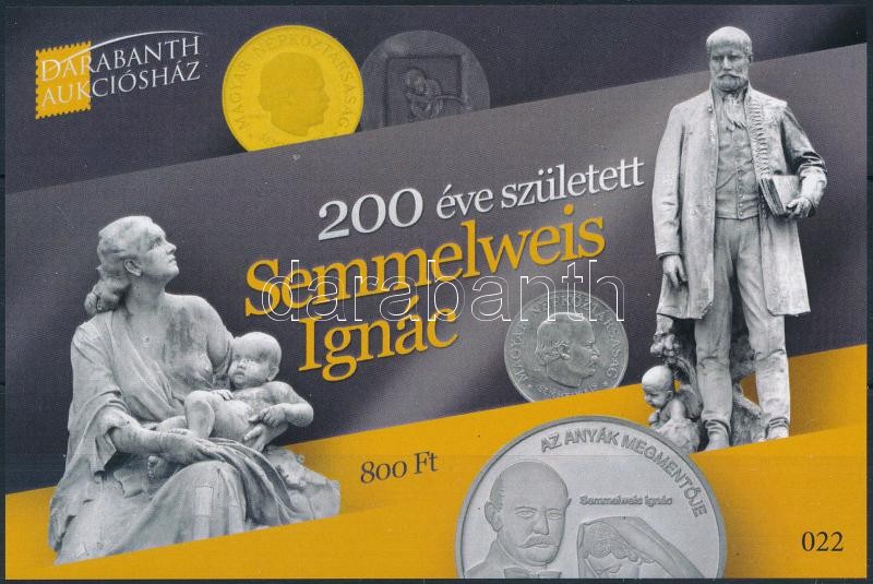 Semmelweis Ignác memorial sheet, 200 éve született Semmelweis Ignác emlékív