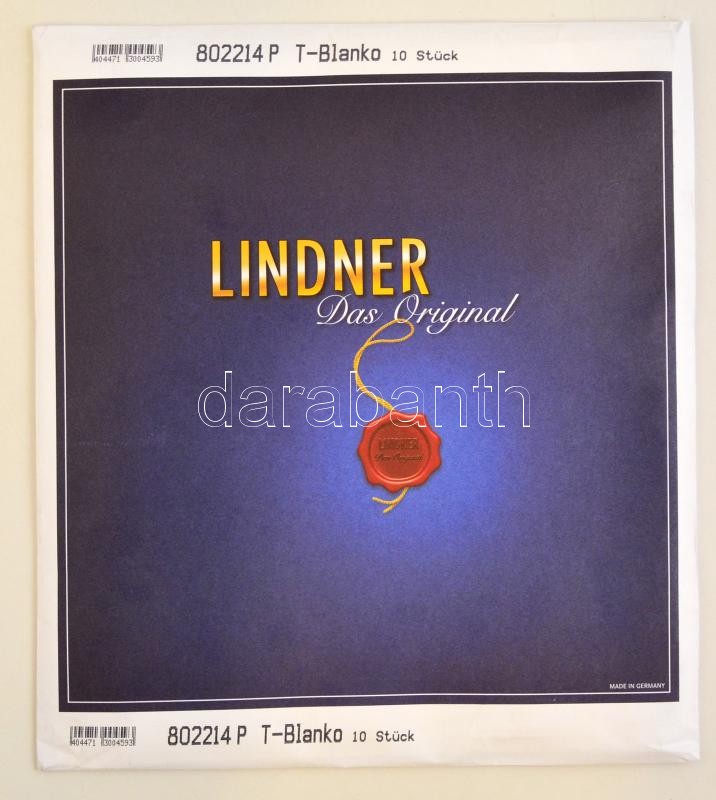 Lindner T-Blanko albumpótlás 209 mm-10 darabos 802214P, LINDNER T-Blank pages with 2 pockets: 209 mm - pack of 10, T-Blanko-Blätter mit 2 Streifen: 209 mm - 10er-Packung