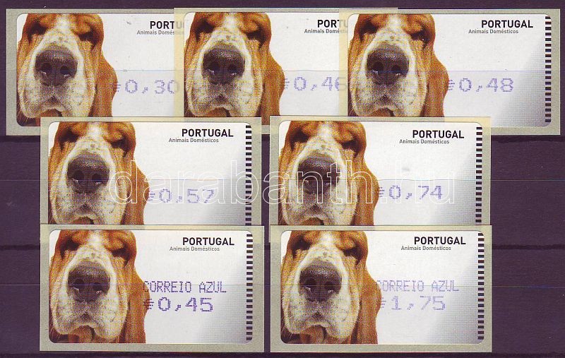 Automatic stamps: dogs 7 different values (self-adhesive), Automata bélyegek: kutyák 7 klf érték (öntapadós), Automatenmarken: Hunde 7 verschiedene Werte (selbstklebend)