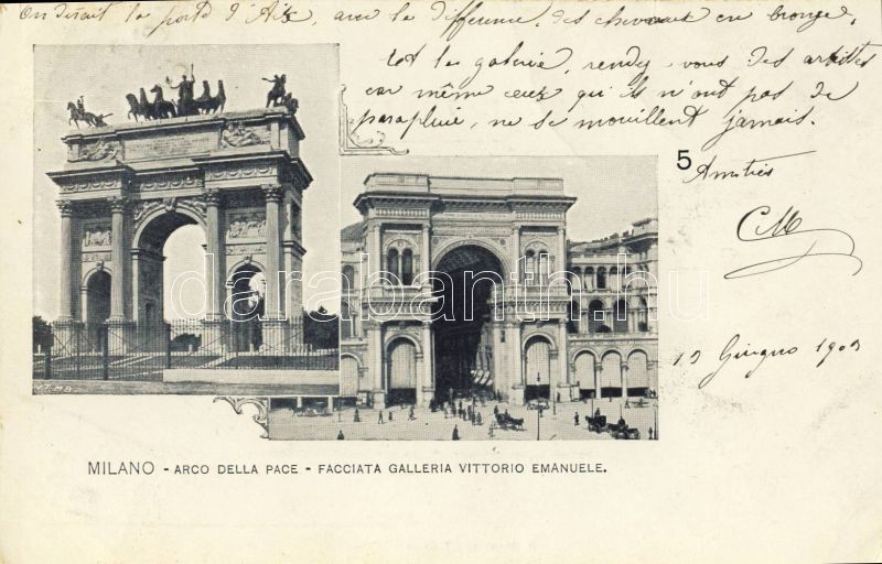 Milano, Milan; Arch of Peace, facade of Vittorio Emanuele