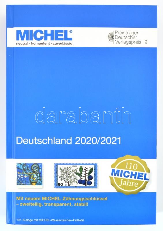 Michel Deutschland 2020/2021 katalog Zähnungsschlüssel, Michel Németország 2020/2021 katalógus, Michel fogazatmérővel, átlátszó, műanyag, Michel Germany 2020/2021 catalog with perforation gauge