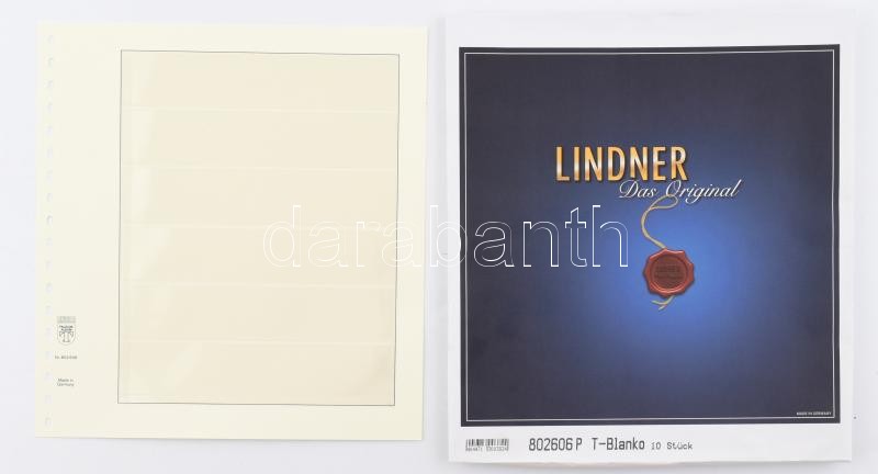 Linder T-blanko, 6 soros, 10 db/csomag, 802606P, 194x189mm (2x33mm, 4x35mm), LINDNER T-Blank page with 6 pockets: 33 mm, T-Blanko-Blatt mit 6 Streifen: 33 mm
