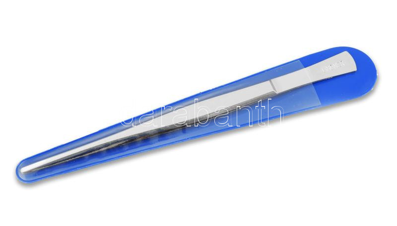 Stamp tongs with precision made tips and plastic sleeve, 15cm long with pointed tip, Bélyegcsipesz 2060, 15cm egyenes hegyes végű, Pinzette, vernickelt, 150 mm, mit geraden Spitzen